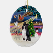 Xmas Magic - Sheltie (bi-zwart) Keramisch Ornament (Rechts)