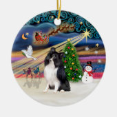 Xmas Magic - Sheltie (bi-zwart) Keramisch Ornament (Voorkant)
