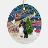 Xmas Magic - Sheltie (bi-zwart) Keramisch Ornament (Links)