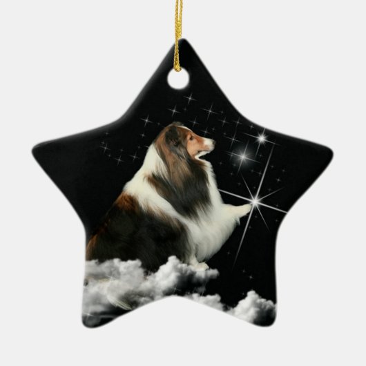Xmas Magic Sheltie Keramisch Ornament (Voorkant)