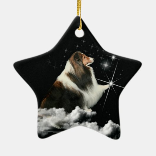 Xmas Magic Sheltie Keramisch Ornament (Achterkant)