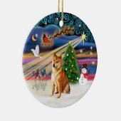 Xmas Magic - Shiba Inu 7 Keramisch Ornament (Rechts)