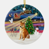 Xmas Magic - Shiba Inu 7 Keramisch Ornament (Voorkant)