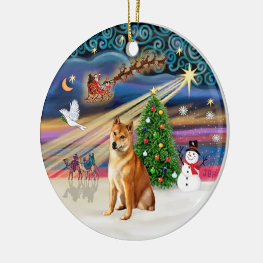Xmas Magic - Shiba Inu 7 Keramisch Ornament (Links)