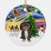 Xmas Magic - Shih Tzu (bruin/wit) Keramisch Ornament (Voorkant)