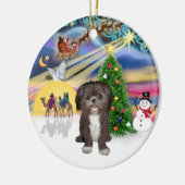 Xmas Magic - Shih Tzu (bruin/wit) Keramisch Ornament (Links)