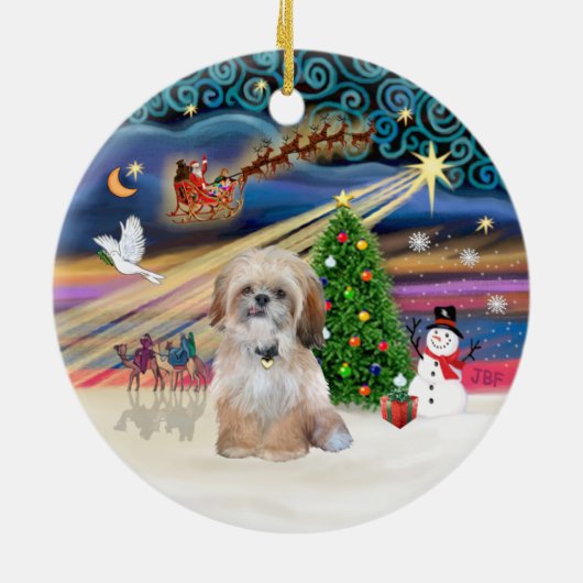 Xmas Magic - Shih Tzu (P) Keramisch Ornament (Achterkant)