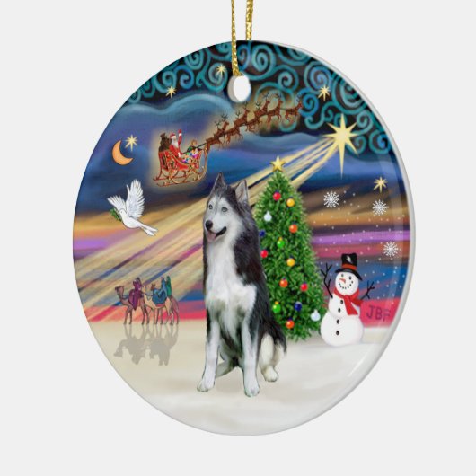 Xmas Magic - Siberische Husky 2 Keramisch Ornament (Links)