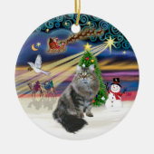 Xmas Magic - Siberische kat Keramisch Ornament (Voorkant)
