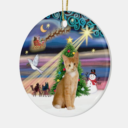 Xmas Magic - Sinaasappel - witte tabby cat 40 Keramisch Ornament (Links)