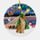 Xmas Magic - Sinaasappel - witte tabby cat 40 Keramisch Ornament (Achterkant)