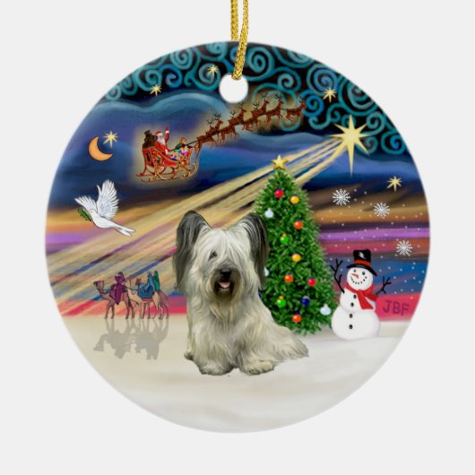 Xmas Magic - Skye Terrier (licht) Keramisch Ornament (Voorkant)