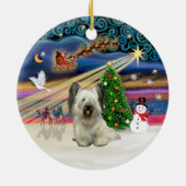 Xmas Magic - Skye Terrier (licht) Keramisch Ornament (Achterkant)