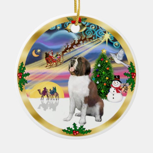 Xmas Magic - St. Bernard 1 Keramisch Ornament (Voorkant)
