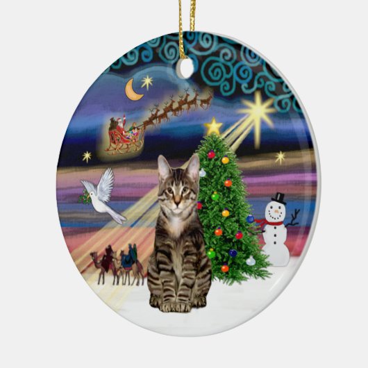 Xmas Magic - Tabby Tijgerkat Keramisch Ornament (Links)