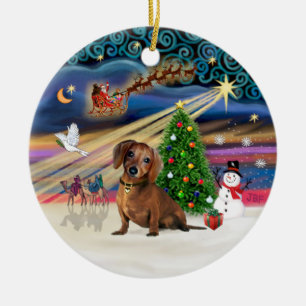 Xmas Magic - Teckel (bruin 2) Keramisch Ornament
