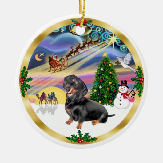 Xmas Magic - Teckel (BT 4) Keramisch Ornament (Voorkant)
