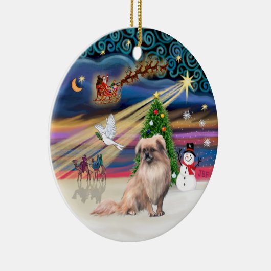 Xmas Magic - Tibetaanse Spaniel (fawn) Keramisch Ornament (Rechts)