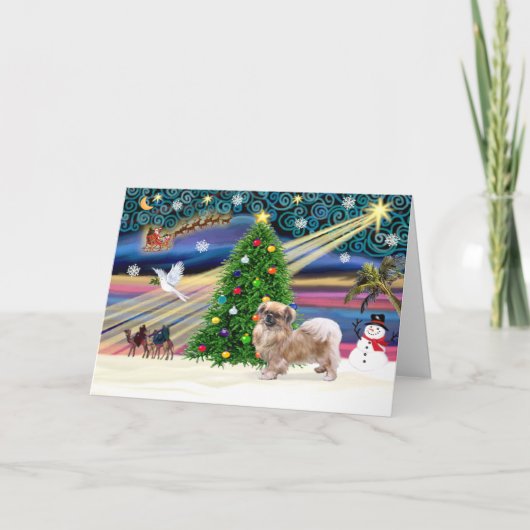 Xmas Magic-Tibetaanse Spaniel Feestdagen Kaart (Voorkant)