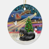 Xmas Magic - Tibetaanse Spaniel (zwart-bruin) Keramisch Ornament (Links)