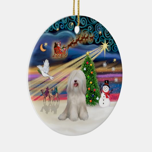 Xmas Magic - Tibetaanse Terriër (wit) Keramisch Ornament (Rechts)
