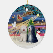 Xmas Magic - Tibetaanse Terriërs (TWO) Keramisch Ornament (Links)