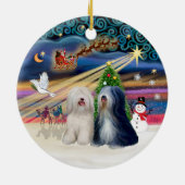 Xmas Magic - Tibetaanse Terriërs (TWO) Keramisch Ornament (Achterkant)