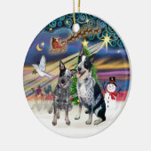 Xmas Magic - Twee Australische herdershonden Keramisch Ornament (Links)