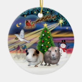 Xmas Magic - Twee cavia's Keramisch Ornament (Voorkant)