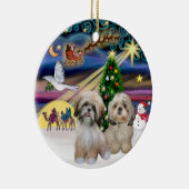 Xmas Magic - Twee Shih Tzus (P2 + Y) Keramisch Ornament (Rechts)