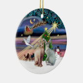 Xmas Magic - Twee Sphynx katten Keramisch Ornament (Rechts)