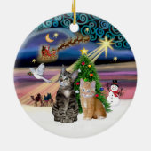 Xmas Magic - Twee Tabby katten (#2) Keramisch Ornament (Achterkant)