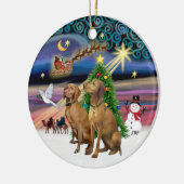 Xmas Magic - Twee Vizslas Keramisch Ornament (Links)