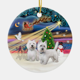 Xmas Magic - Twee Westies Keramisch Ornament