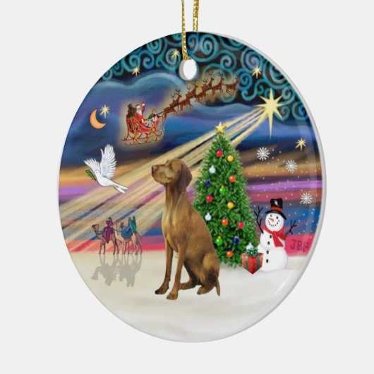 Xmas Magic - Vizsla #2 Keramisch Ornament (Links)