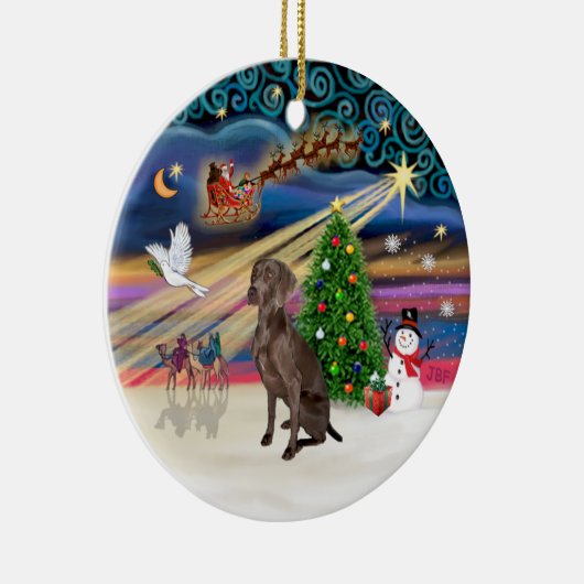 Xmas Magic - Weimaraner #A7 Keramisch Ornament (Rechts)