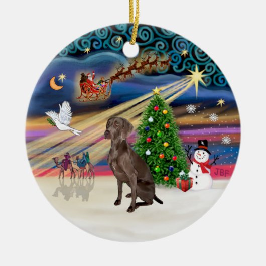 Xmas Magic - Weimaraner #A7 Keramisch Ornament (Voorkant)