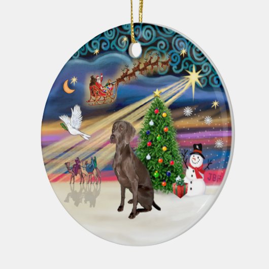 Xmas Magic - Weimaraner #A7 Keramisch Ornament (Links)