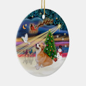 Xmas Magic - Welsh Corgi (Pembroke 7b) Keramisch Ornament (Rechts)