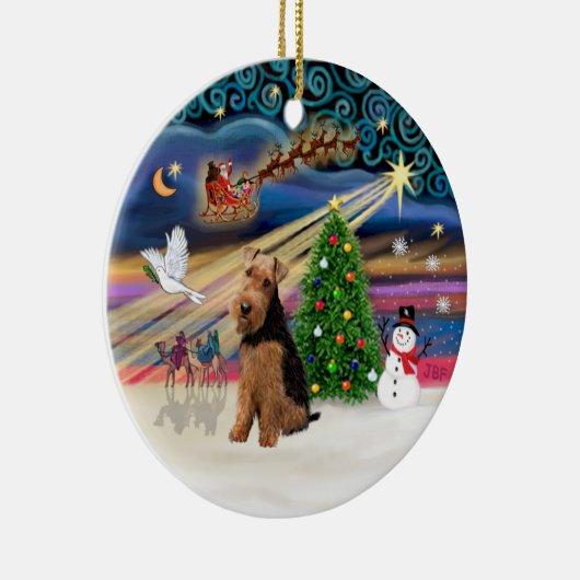 Xmas Magic - Welsh Terrier Keramisch Ornament (Rechts)