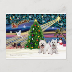 XMAS MAGIC-WestiePAIR5and8 Feestdagenkaart