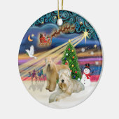 Xmas Magic - Wheaten Terriers (TWEE) Keramisch Ornament (Links)
