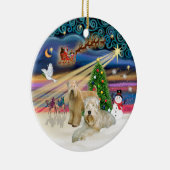 Xmas Magic - Wheaten Terriers (TWO) Keramisch Ornament (Rechts)