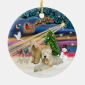 Xmas Magic - Wheaten Terriers (TWO) Keramisch Ornament (Achterkant)