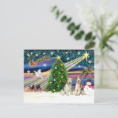 Xmas Magic Wire Fox Terrier PAIR Feestdagenkaart (Staand voorkant)