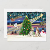 Xmas Magic Wire Fox Terrier PAIR Feestdagenkaart (Voorkant / Achterkant)