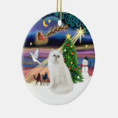 Xmas Magic - Witte Perzische kat Keramisch Ornament (Rechts)