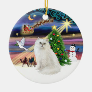 Xmas Magic - Witte Perzische kat Keramisch Ornament