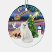 Xmas Magic - Witte Perzische kat Keramisch Ornament (Links)
