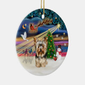 Xmas Magic - Yorkshire Terrier 17 Keramisch Ornament (Rechts)